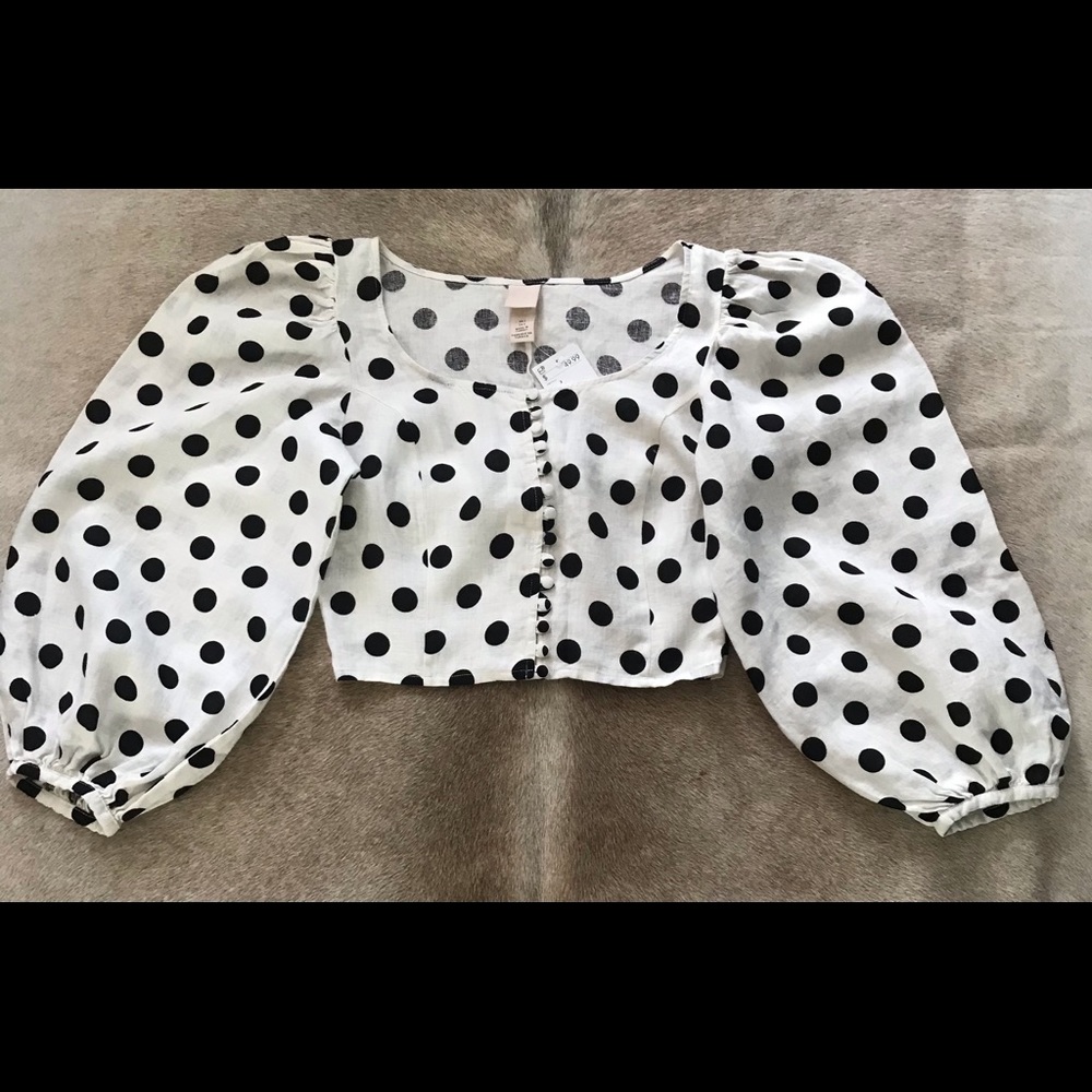 H&M Mara Hoffman Balloon-sleeved Blouse Crop Top